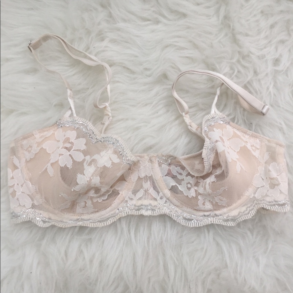 Lace and glitter sheer sexy bra